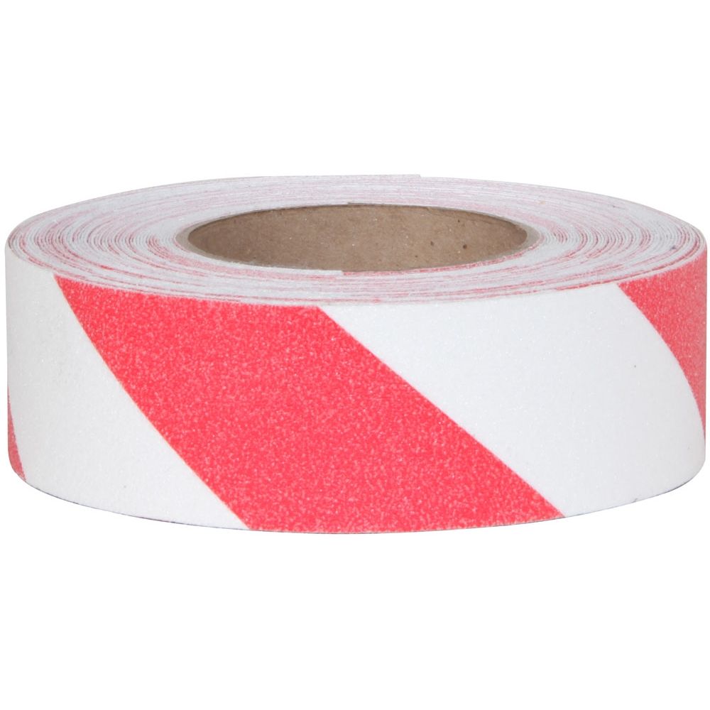 Anti-Slip Grit Tape Rolls, 2 in W x 60 ft Long, Red and White